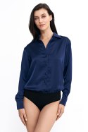 Satynowa koszula body K80 Navy - Nife - 42 Satynowa koszula body K80 Navy - Nife - 42