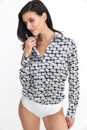 Satynowa koszula body K83 Navy/Wzór - Nife - 36 Satynowa koszula body K83 Navy/Wzór - Nife - 36