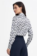 Satynowa koszula body K83 Navy/Wzór - Nife - 36 Satynowa koszula body K83 Navy/Wzór - Nife - 36
