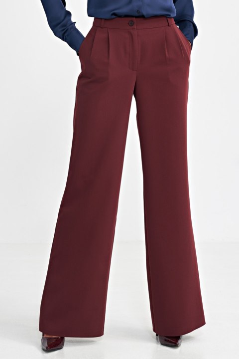 Spodnie z zakładkami wide leg SD102 Bordo - Nife - 38 Spodnie z zakładkami wide leg SD102 Bordo - Nife - 38