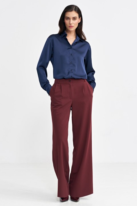 Spodnie z zakładkami wide leg SD102 Bordo - Nife - 38 Spodnie z zakładkami wide leg SD102 Bordo - Nife - 38