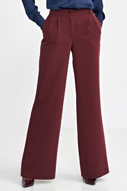 Spodnie z zakładkami wide leg SD102 Bordo - Nife - 40