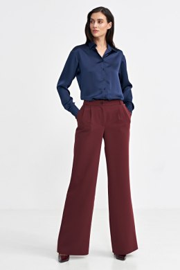 Spodnie z zakładkami wide leg SD102 Bordo - Nife - 40