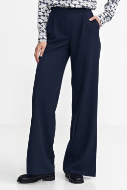 Spodnie z zakładkami, wide leg SD102 Navy - Nife - 36