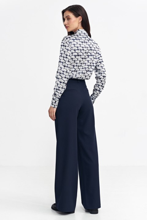 Spodnie z zakładkami, wide leg SD102 Navy - Nife - 38 Spodnie z zakładkami, wide leg SD102 Navy - Nife - 38