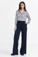 Spodnie z zakładkami, wide leg SD102 Navy - Nife - 40 Spodnie z zakładkami, wide leg SD102 Navy - Nife - 40