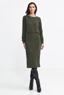Sukienka z dzianiny prążkowanej z długim rękawem S260 Green - Nife - 40 Sukienka z dzianiny prążkowanej z długim rękawem S260 Green - Nife - 40