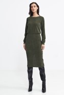 Sukienka z dzianiny prążkowanej z długim rękawem S260 Green - Nife - 40 Sukienka z dzianiny prążkowanej z długim rękawem S260 Green - Nife - 40