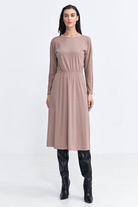 Sukienka z gumką w pasie S259 Beige - Nife - 38 Sukienka z gumką w pasie S259 Beige - Nife - 38