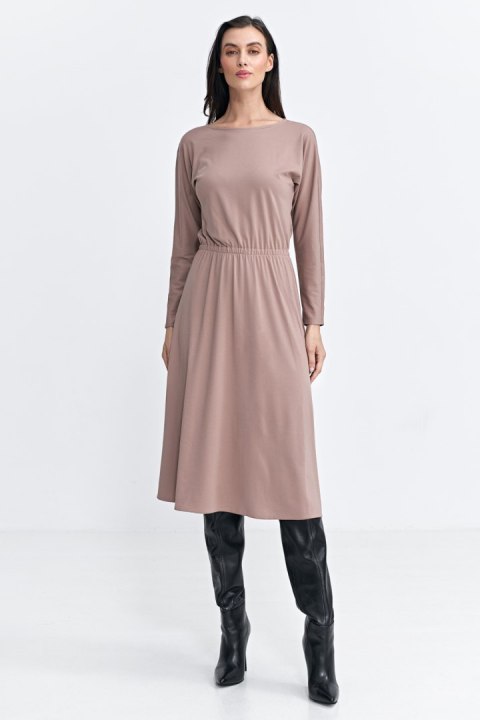 Sukienka z gumką w pasie S259 Beige - Nife - 38 Sukienka z gumką w pasie S259 Beige - Nife - 38