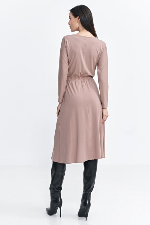 Sukienka z gumką w pasie S259 Beige - Nife - 38 Sukienka z gumką w pasie S259 Beige - Nife - 38