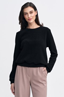 Bluza z dzianiny prążkowanej z długim rękawem BL08 Black - Nife - 38