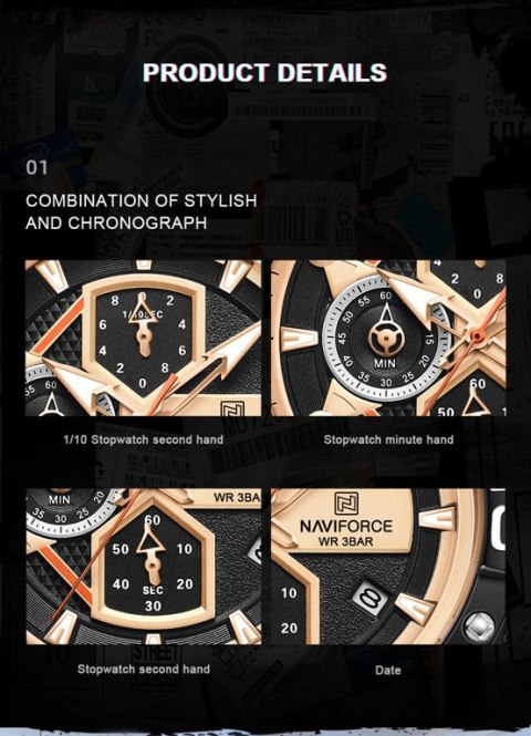 ZEGAREK MĘSKI NAVIFORCE NF8018T - CHRONOGRAF (zn123c) + BOX ZEGAREK MĘSKI NAVIFORCE NF8018T - CHRONOGRAF (zn123c) + BOX