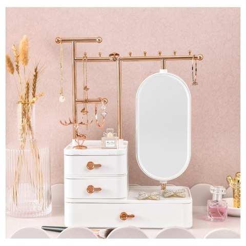 Organizer na biżuterię biel szafeczka z lusterkiem i szufladkami PD60B Organizer na biżuterię biel szafeczka z lusterkiem i szufladkami PD60B