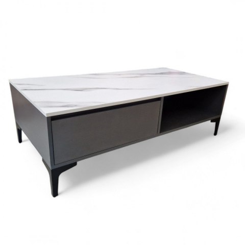 Stolik kawowy dwupoziomowy 120x60x40cm marmurek biało grafitowy STL17 Stolik kawowy dwupoziomowy 120x60x40cm marmurek biało grafitowy STL17