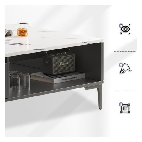 Stolik kawowy dwupoziomowy 120x60x40cm marmurek biało grafitowy STL17 Stolik kawowy dwupoziomowy 120x60x40cm marmurek biało grafitowy STL17