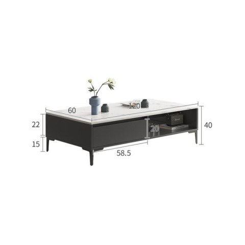 Stolik kawowy dwupoziomowy 120x60x40cm marmurek biało grafitowy STL17 Stolik kawowy dwupoziomowy 120x60x40cm marmurek biało grafitowy STL17
