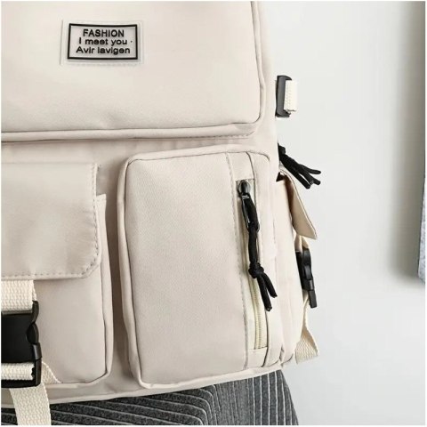 Universeller Schulsportrucksack mit Taschen, cremefarben PL164K Universeller Schulsportrucksack mit Taschen, cremefarben PL164K