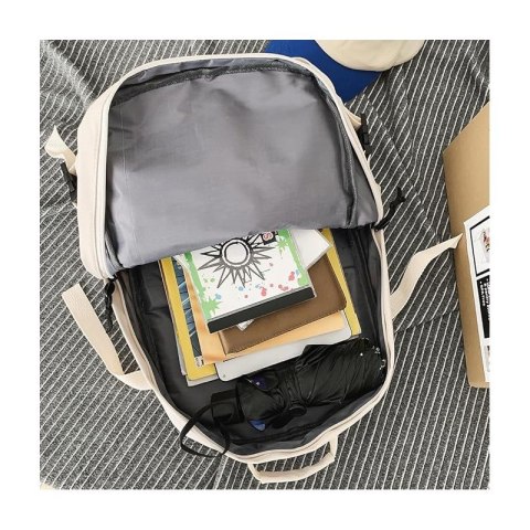 Universeller Schulsportrucksack mit Taschen, cremefarben PL164K Universeller Schulsportrucksack mit Taschen, cremefarben PL164K