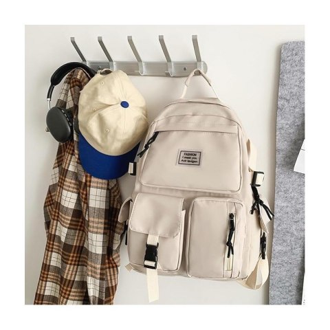 Universeller Schulsportrucksack mit Taschen, cremefarben PL164K Universeller Schulsportrucksack mit Taschen, cremefarben PL164K