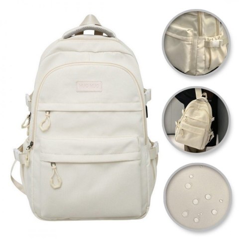 Universeller Schulsportrucksack mit Taschen, cremefarben PL165K
