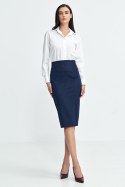 Spódnica ołówkowa z guzikami na boku prążek SP77 Navy - Nife - 36 Spódnica ołówkowa z guzikami na boku prążek SP77 Navy - Nife - 36