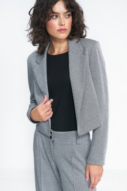 Krótki żakiet w czarną jodełkę Z52 Black - Nife - 36