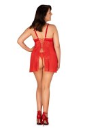 Komplet Model Blossmina Chemise Red - Obsessive - 4XL/5XL