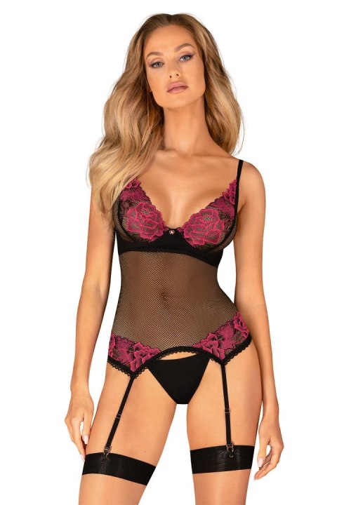 Komplet Gorset Model Rosenty Black/Pink - Obsessive - XS/S Komplet Gorset Model Rosenty Black/Pink - Obsessive - XS/S
