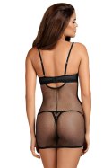 Komplet Model Redella Chemise Black - Obsessive - S/M