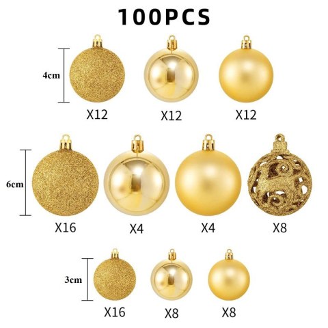 100er Set Kugeln im Paket, Gold, Christbaumkugeln BSN41