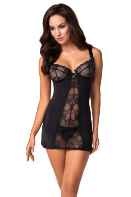Komplet Model Heartina Chemise Black - Obsessive - S/M