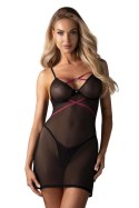 Komplet Model Novenes Chemise Black - Obsessive - XL/XXL