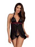 Komplet Model Rossita Babydoll Black - Obsessive - L/XL