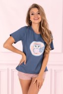 Piżama Damska Model Pygmy Owl Blue/Pink - Livia Corsetti Fashion - L/XL
