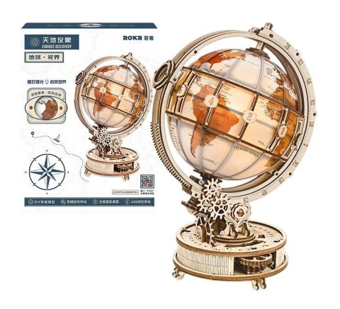 DREWNIANE PUZZLE 3D DIY ŚWIECĄCY GLOBUS Z LUPĄ - PODŚWIETLENIE - LAMPKA DREWNIANE PUZZLE 3D DIY ŚWIECĄCY GLOBUS Z LUPĄ - PODŚWIETLENIE - LAMPKA