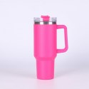 GROSSES THERMOBECHER MIT GRIFF und Strohhalm THERMOS 1L ROSA BECHER10