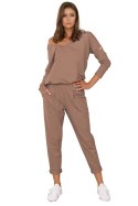 Spodnie Dres Damski Model Karina dł.r. dł.sp. Camel - Italian Fashion - XL