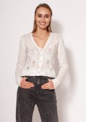 Sweter Damski Model SWE267 Ecru - MKM - s Sweter Damski Model SWE267 Ecru - MKM - s