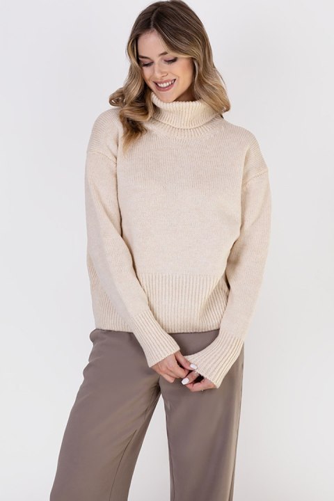 Golf Damski Model SWE291 Beige - MKM - L/XL Golf Damski Model SWE291 Beige - MKM - L/XL