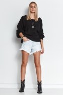 Sweter Damski Model S114 Black - Makadamia - uniwersalny Sweter Damski Model S114 Black - Makadamia - uniwersalny