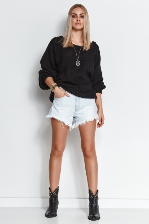 Sweter Damski Model S114 Black - Makadamia - uniwersalny Sweter Damski Model S114 Black - Makadamia - uniwersalny