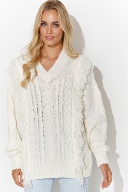 Sweter Damski Model S135 Śmietana - Makadamia - uniwersalny