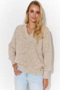 Sweter Damski Model S140 Beige Melange - Makadamia - uniwersalny Sweter Damski Model S140 Beige Melange - Makadamia - uniwersalny