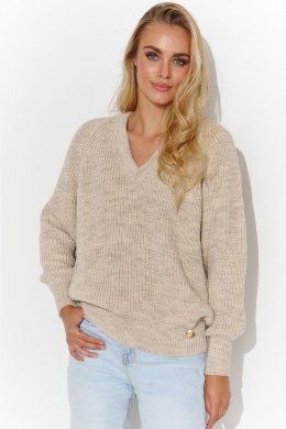 Sweter Damski Model S140 Beige Melange - Makadamia - uniwersalny