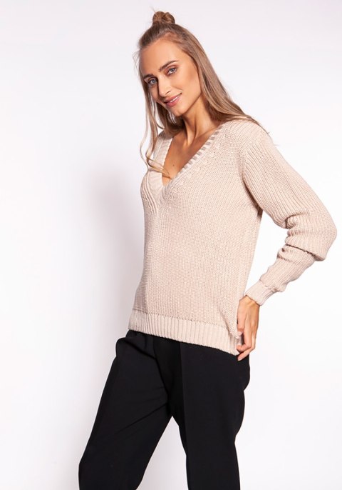 Sweter Damski Model SWE264 Beige - MKM - L/XL Sweter Damski Model SWE264 Beige - MKM - L/XL