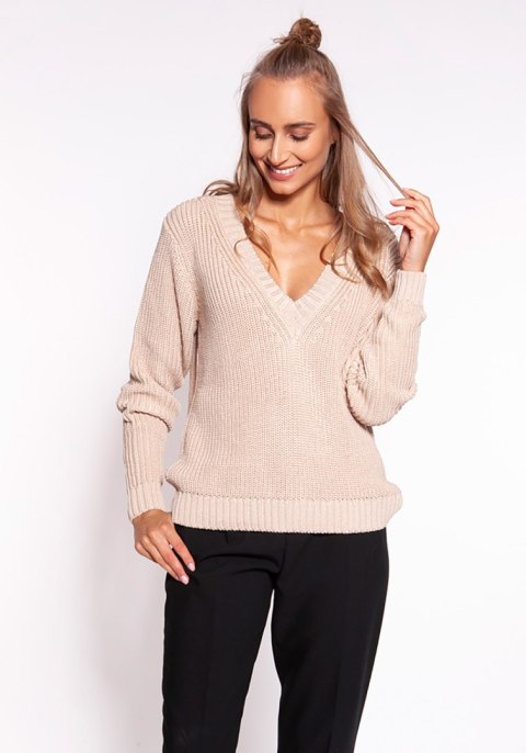 Sweter Damski Model SWE264 Beige - MKM - S/M Sweter Damski Model SWE264 Beige - MKM - S/M