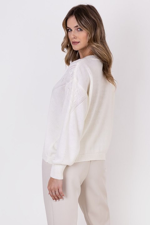 Sweter Damski Model SWE322 Ecru - MKM - L/XL Sweter Damski Model SWE322 Ecru - MKM - L/XL