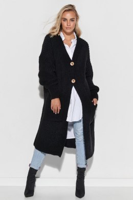 Sweter Kardigan Model S101 Black - Makadamia - uniwersalny