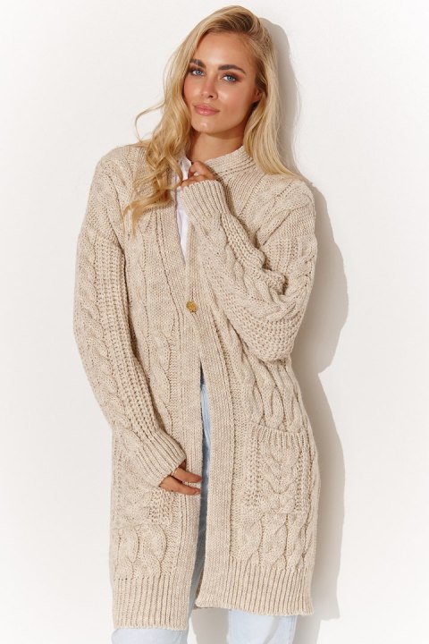 Sweter Kardigan Model S134 Beige Melange - Makadamia - uniwersalny Sweter Kardigan Model S134 Beige Melange - Makadamia - uniwersalny